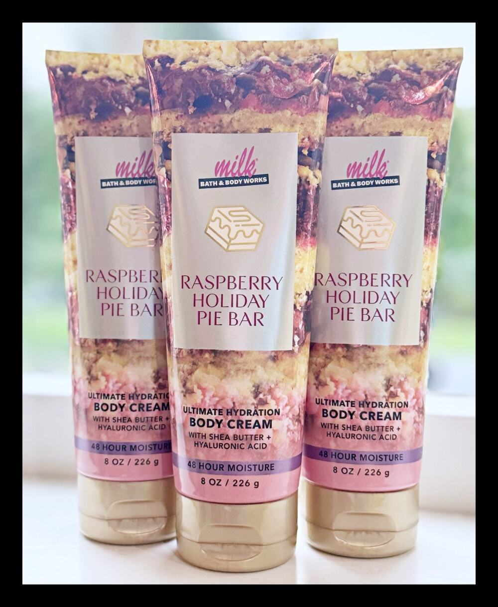 3 Bath & Body Works Raspberry Holiday Pie Milk Bar Ultimate Hydration Body Cream